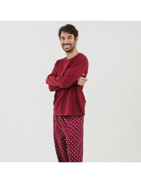 Pijama homem algodão Cachemir bordeaux roupa-para-estar-por-casa