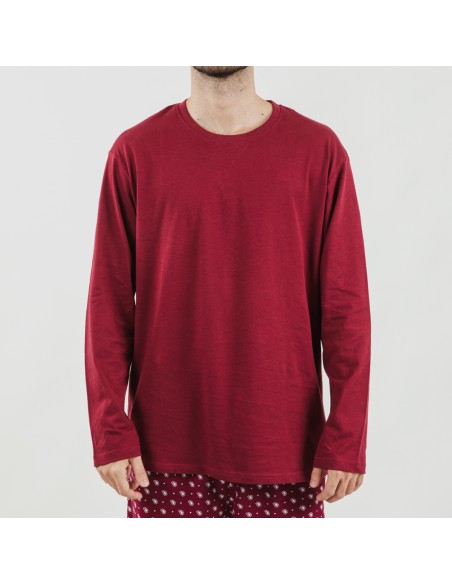Pijama homem algodão Cachemir bordeaux roupa-para-estar-por-casa