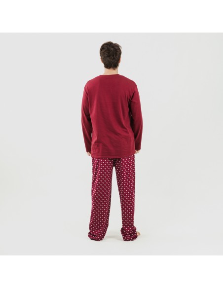 Pijama homem algodão Cachemir bordeaux roupa-para-estar-por-casa