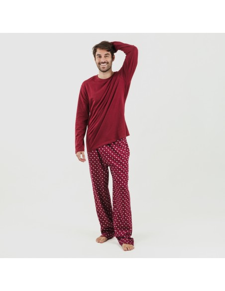 Pijama homem algodão Cachemir bordeaux roupa-para-estar-por-casa