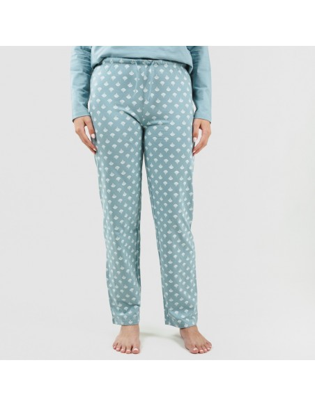 Pijama algodão Summer azul indigo pijama-largo-algodon