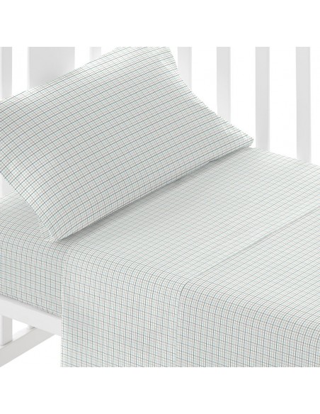 Jogo de lençóis algodão Cuadro Bali verde menta cama bebé jogos-de-lencois-para-bebe