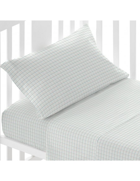 Jogo de lençóis algodão Cuadro Bali verde menta cama bebé jogos-de-lencois-para-bebe