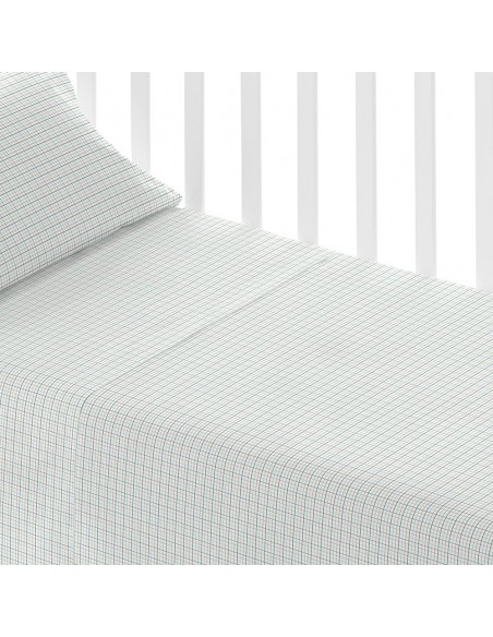 Jogo de lençóis algodão Cuadro Bali verde menta cama bebé jogos-de-lencois-para-bebe