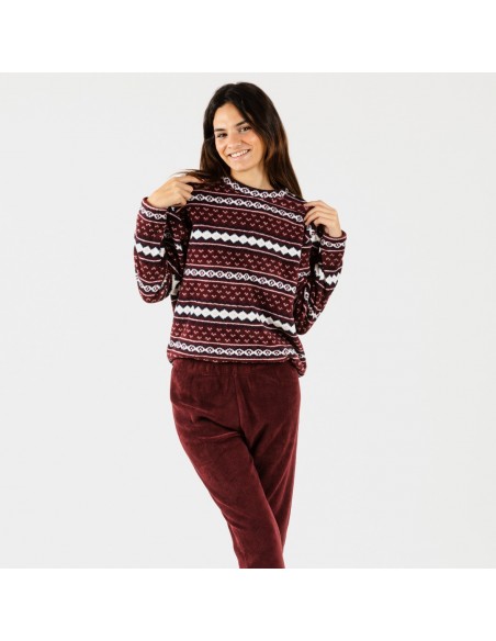 Pijama coral Cronos bordeaux pijama-coralina