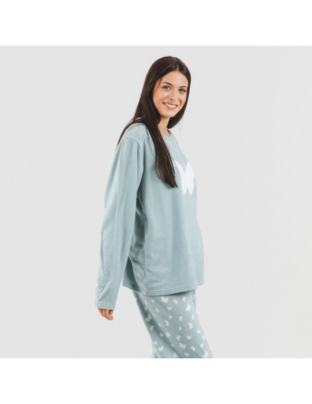 Pijama polar Butterflies verde tiffany pijama-polar