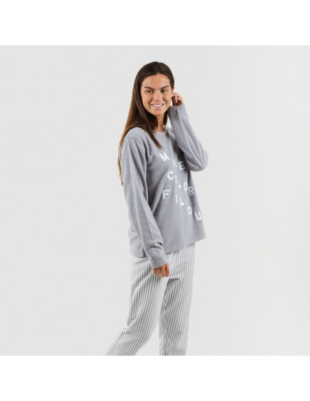Pijama polar Emiro cinza médio pijama-polar