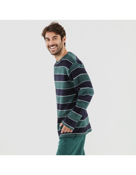 Pijama coral homem Lorenzo verde pijama-coralina