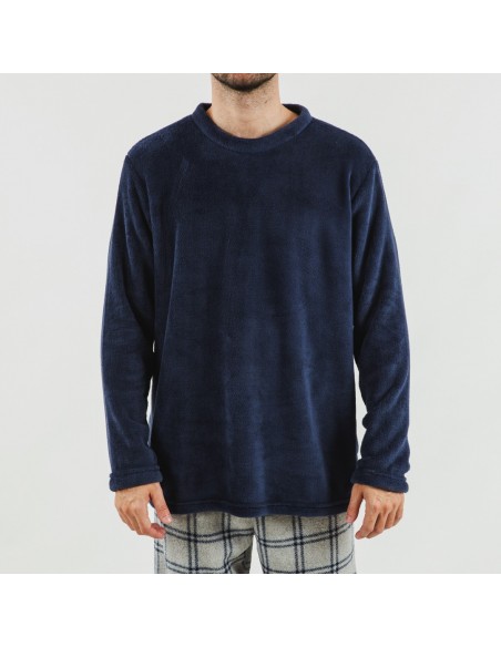 Pijama coral homem Cuadro Enrique azul marinho pijama-coralina