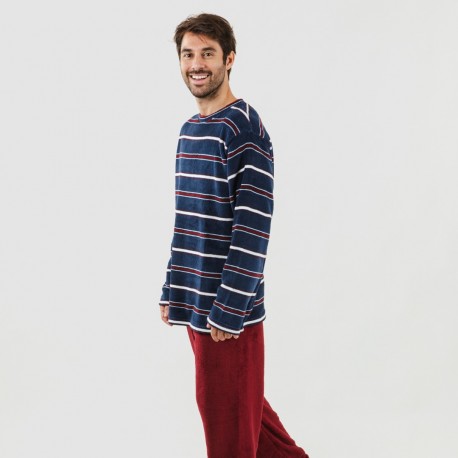 Pijama coral homem Lucio bordeaux pijama-coralina