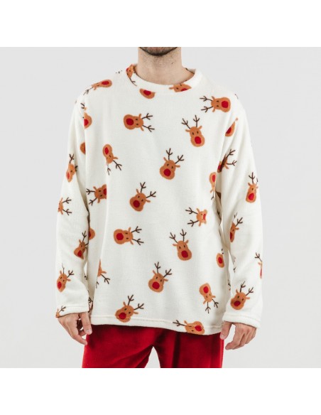 Pijama coral homem Rudolf bordeaux pijama-coralina