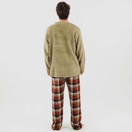 Pijama coral homem Lucho verde pijama-coralina