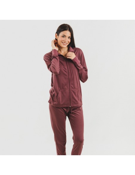 Conjunto desportivo de casaco mulher beringela roupa-para-estar-por-casa