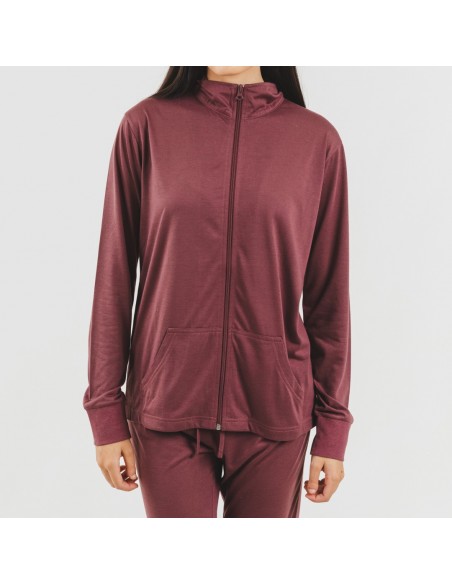 Conjunto desportivo de casaco mulher beringela roupa-para-estar-por-casa