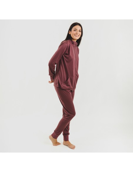 Conjunto desportivo de casaco mulher beringela roupa-para-estar-por-casa