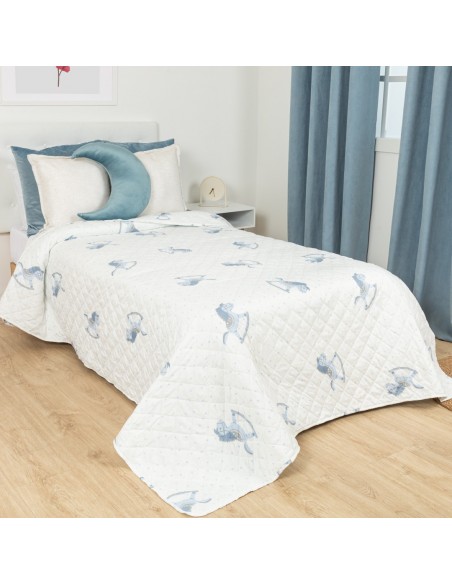Colcha bouti Caballitos azul celeste colchas-bouti