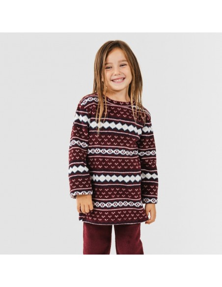 Pijama coral criança Cronos bordeaux pijama-infantil