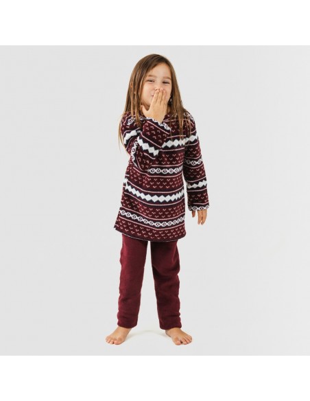 Pijama coral criança Cronos bordeaux pijama-infantil