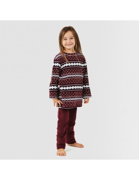 Pijama coral criança Cronos bordeaux pijama-infantil