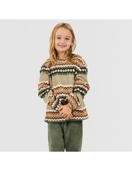 Pijama coral criança Vaduz verde caça pijama-infantil