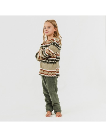 Pijama coral criança Vaduz verde caça pijama-infantil