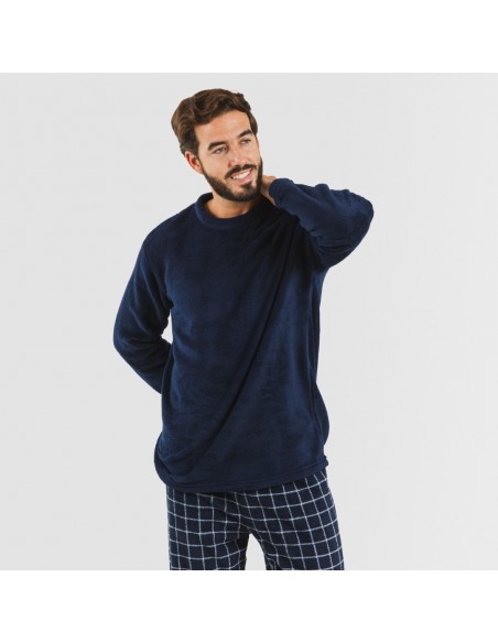 Pijama coral homem Cuadro Pruden azul marinho pijama-coralina
