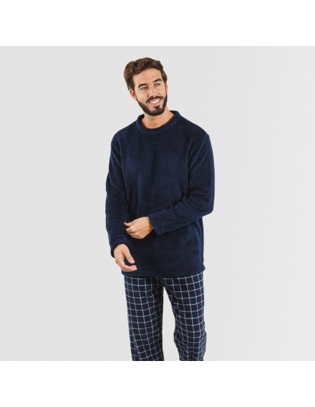 Pijama coral homem Cuadro Pruden azul marinho pijama-coralina