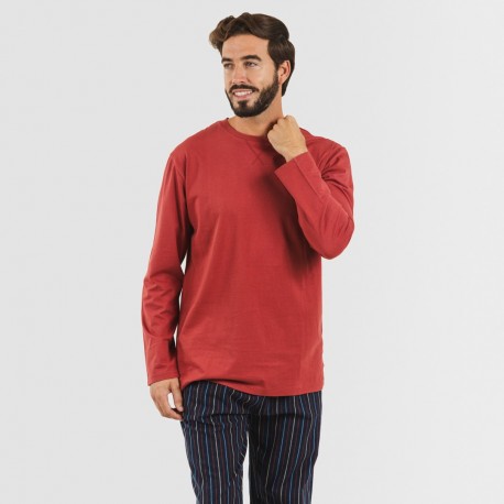 Pijama homem flanela Raya San Luis bordeaux pijama-franela