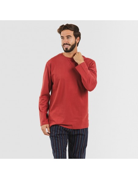 Pijama homem flanela Raya San Luis bordeaux pijama-franela