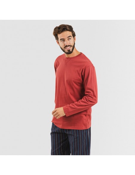 Pijama homem flanela Raya San Luis bordeaux pijama-franela