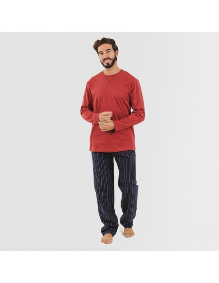 Pijama homem flanela Raya San Luis bordeaux pijama-franela