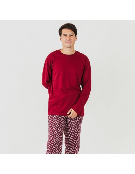 Pijama homem flanela Jaume bordeaux pijama-franela