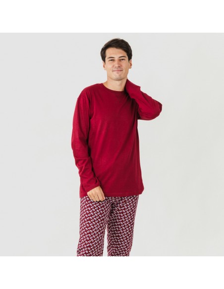 Pijama homem flanela Jaume bordeaux pijama-franela