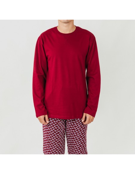 Pijama homem flanela Jaume bordeaux pijama-franela