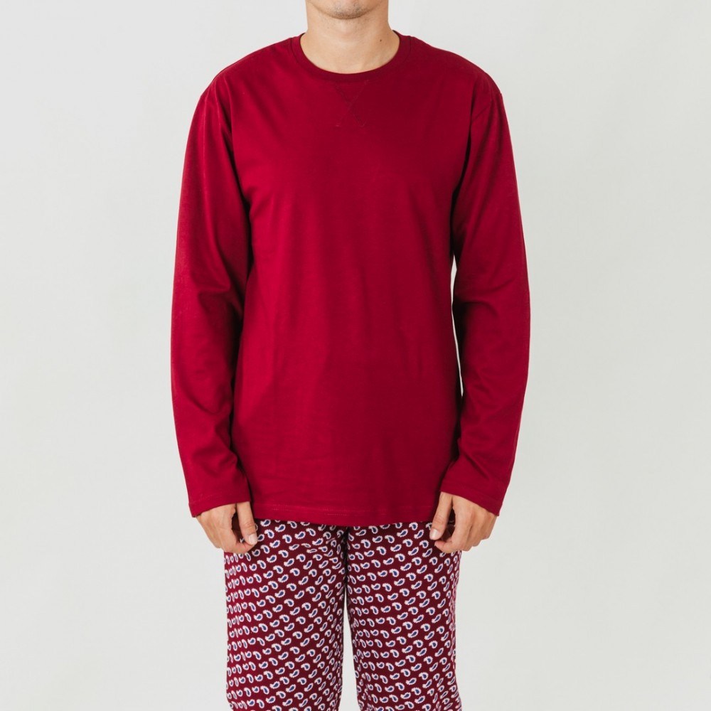 Pijama homem flanela Jaume bordeaux pijama-franela