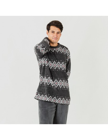 Pijama coral homem Andros cinza pijama-coralina