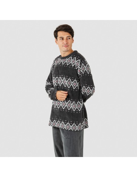 Pijama coral homem Andros cinza pijama-coralina