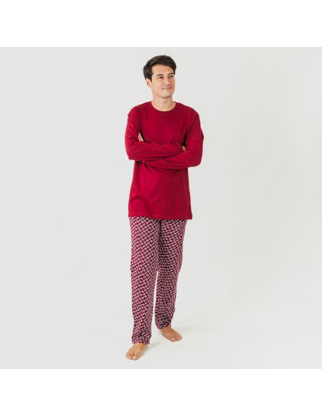 Pijama homem flanela Jaume bordeaux pijama-franela