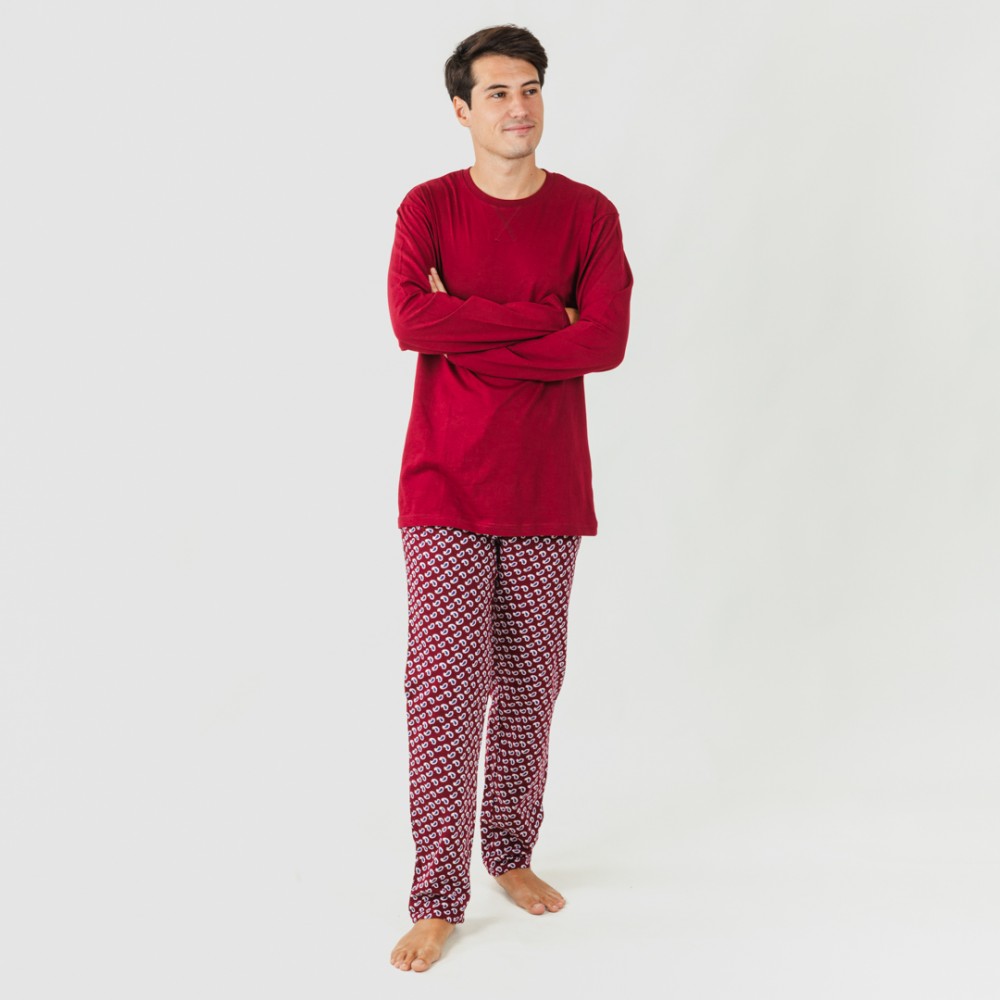 Pijama homem flanela Jaume bordeaux pijama-franela