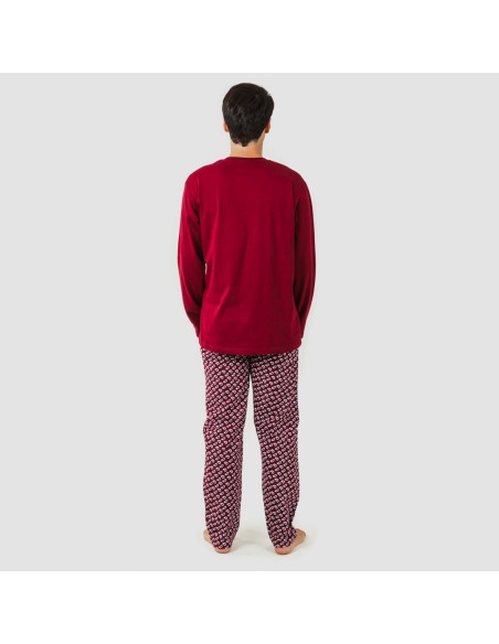 Pijama homem flanela Jaume bordeaux pijama-franela