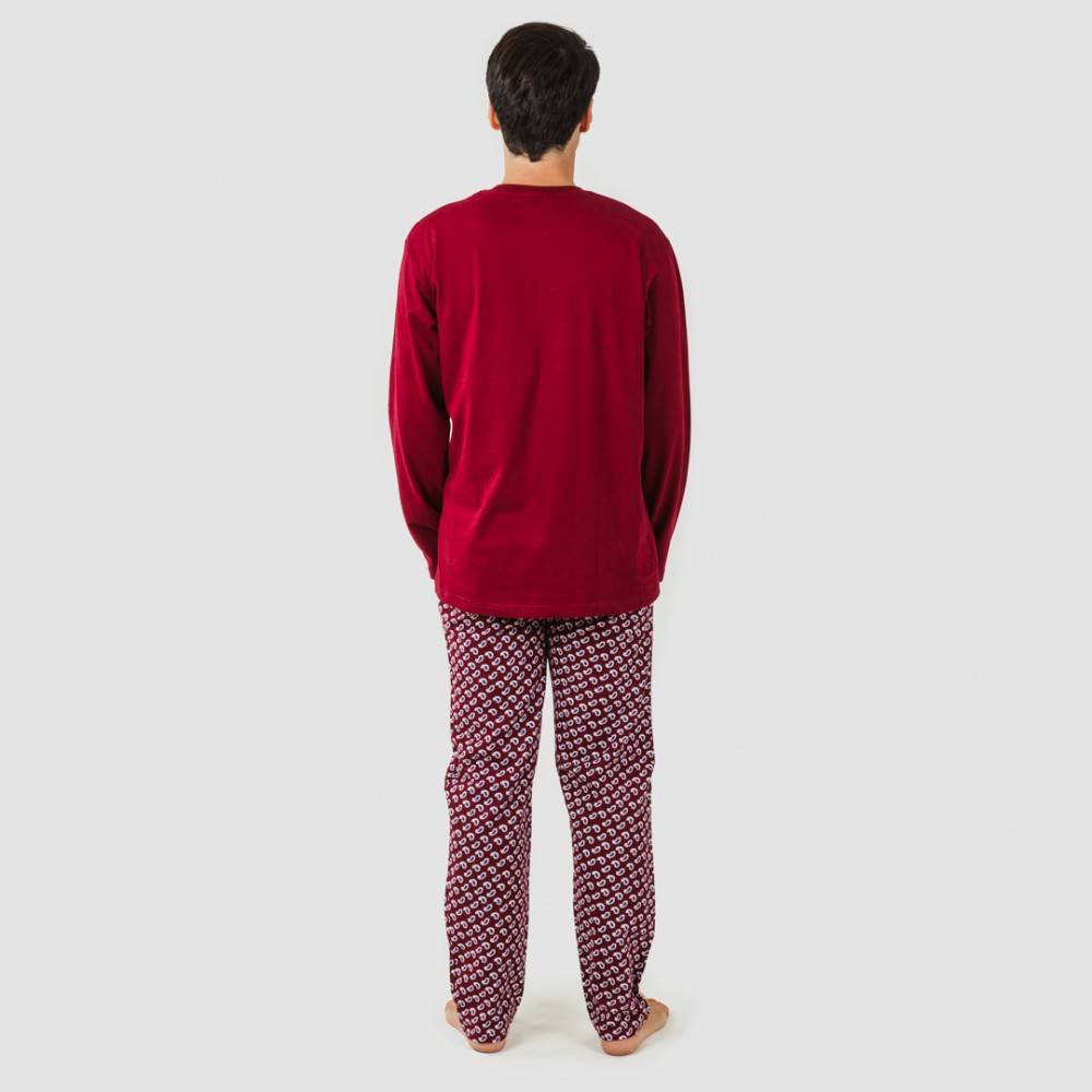 Pijama homem flanela Jaume bordeaux pijama-franela