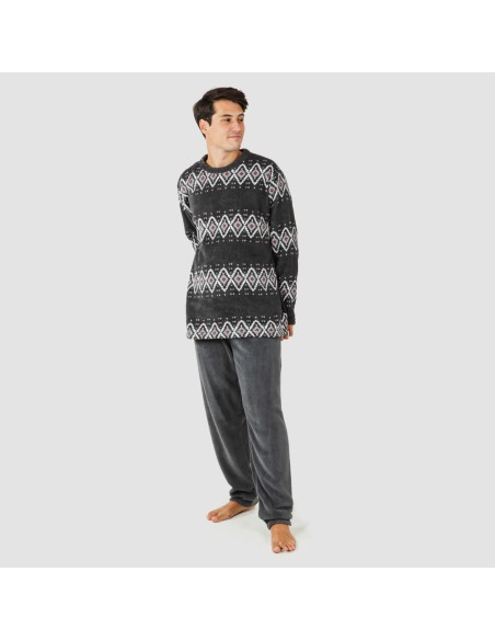 Pijama coral homem Andros cinza pijama-coralina