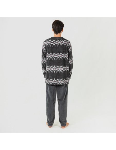Pijama coral homem Andros cinza pijama-coralina