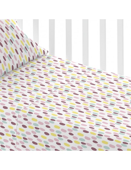 Jogo de lençóis algodão Manchitas rosa cama bebé jogos-de-lencois-para-bebe