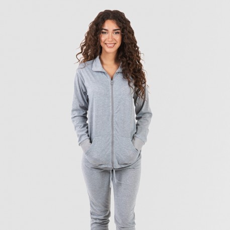 Conjunto desportivo de casaco mulher cinza roupa-de-desporto-mulher