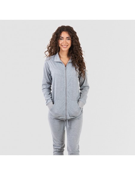 Conjunto desportivo de casaco mulher cinza roupa-de-desporto-mulher