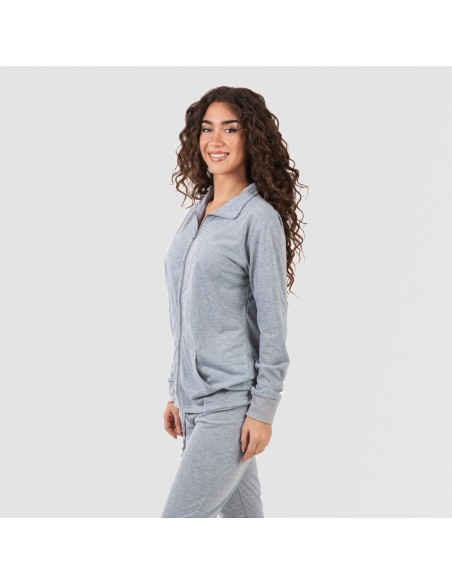Conjunto desportivo de casaco mulher cinza roupa-de-desporto-mulher