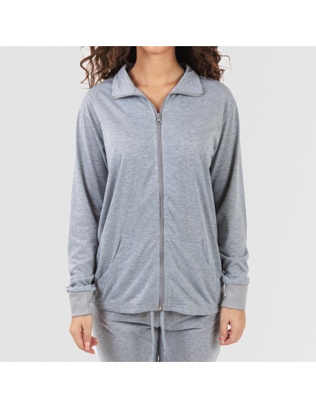 Conjunto desportivo de casaco mulher cinza roupa-de-desporto-mulher