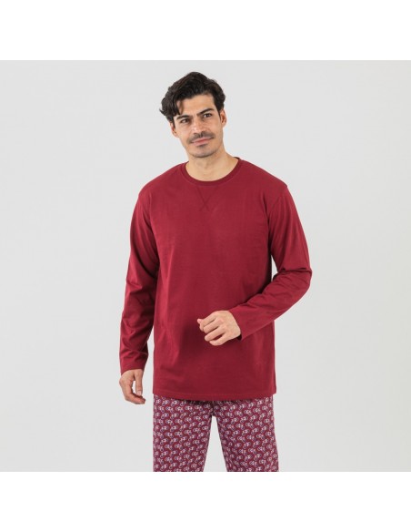 Pijama algodão homem Benacity bordeaux pijamas-compridos-homem