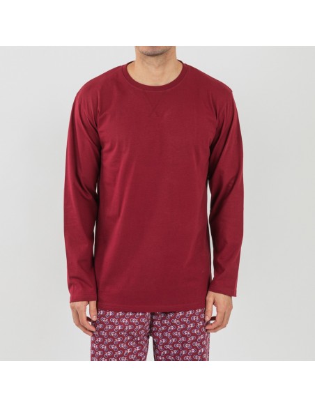 Pijama algodão homem Benacity bordeaux pijamas-compridos-homem